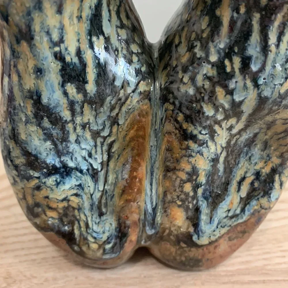 Stoneware Vase Handmade Double Bud Pottery Vase Decor